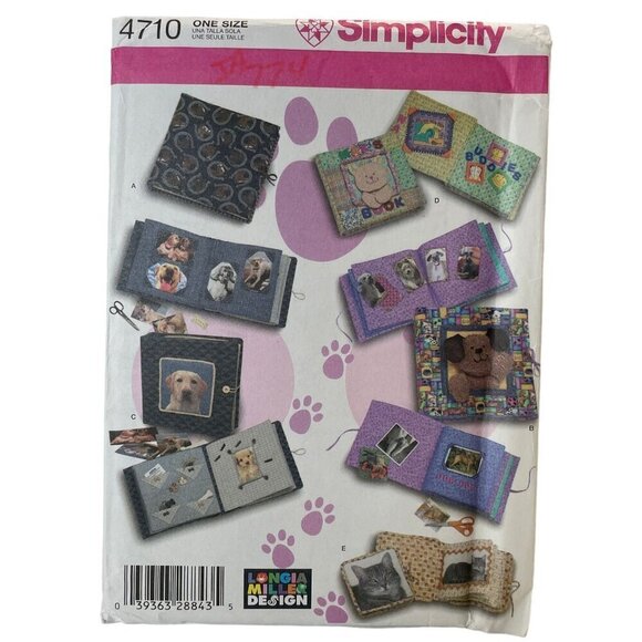 Simplicity 4710 Pet Scrapbook Sewing Pattern One Size Animal-Themed Designs - Picture 2 of 3